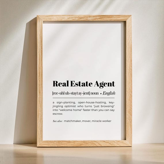 Real Estate Agent Funny Definition Print Minimalist Wall Art