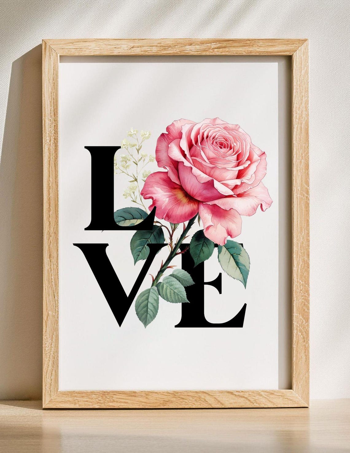 Vintage Rose Love Print Countryside Style Wall Art