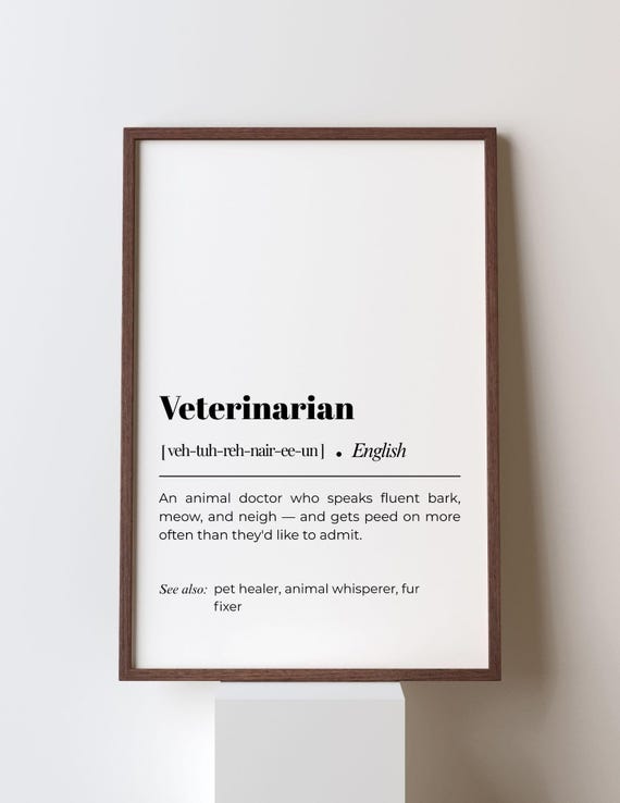 Veterinarian Definition Print Funny Vet Humor Wall Art