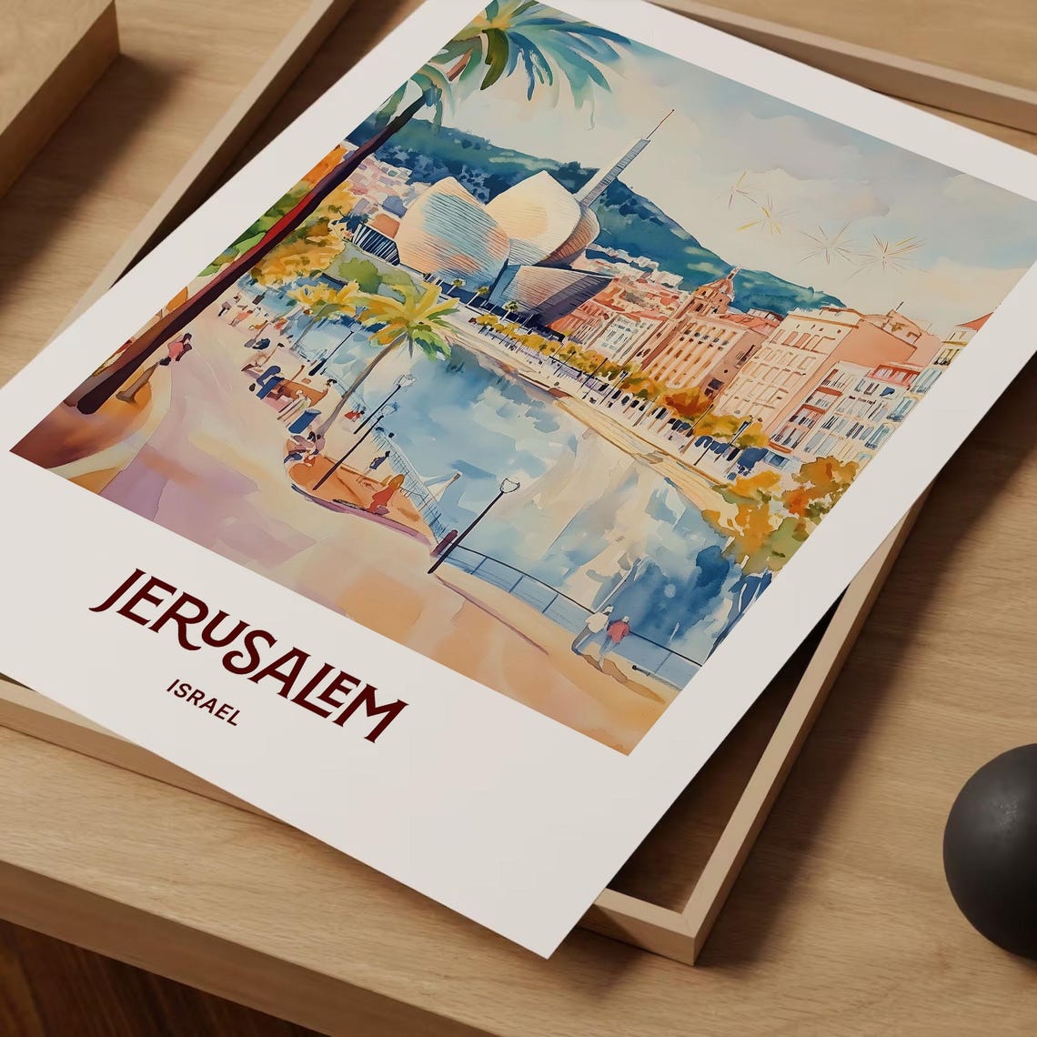 Jerusalem Israel Riverside Promenade Modern Architecture Poster - Image 2