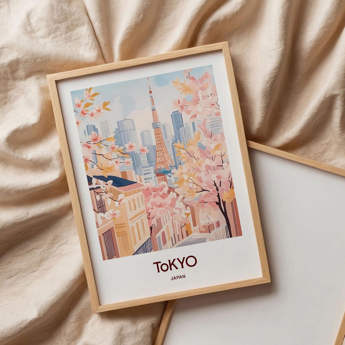 Tokyo Japan Tokyo Tower Cherry Blossoms Beautiful City Poster - Image 3