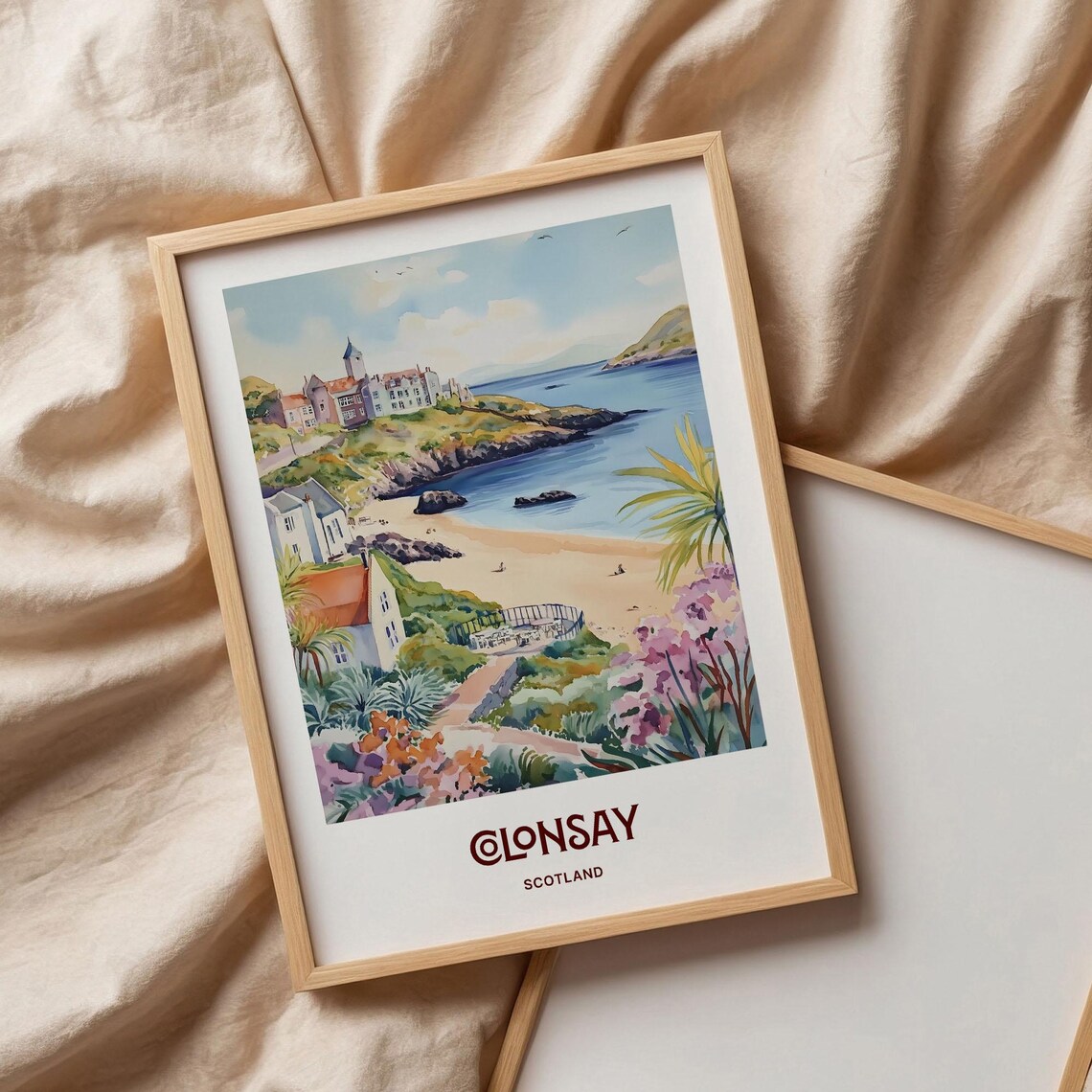 Clonsay Scotland Coastal Village Beach Watercolor Island Poster - Image 3