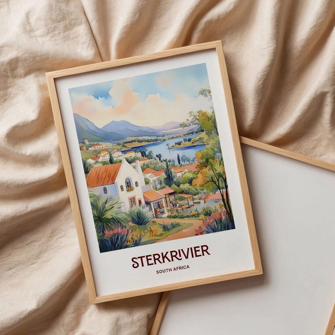 Sterkrivier South Africa Lakeside Garden Cottage Pastel Art Poster - Image 3