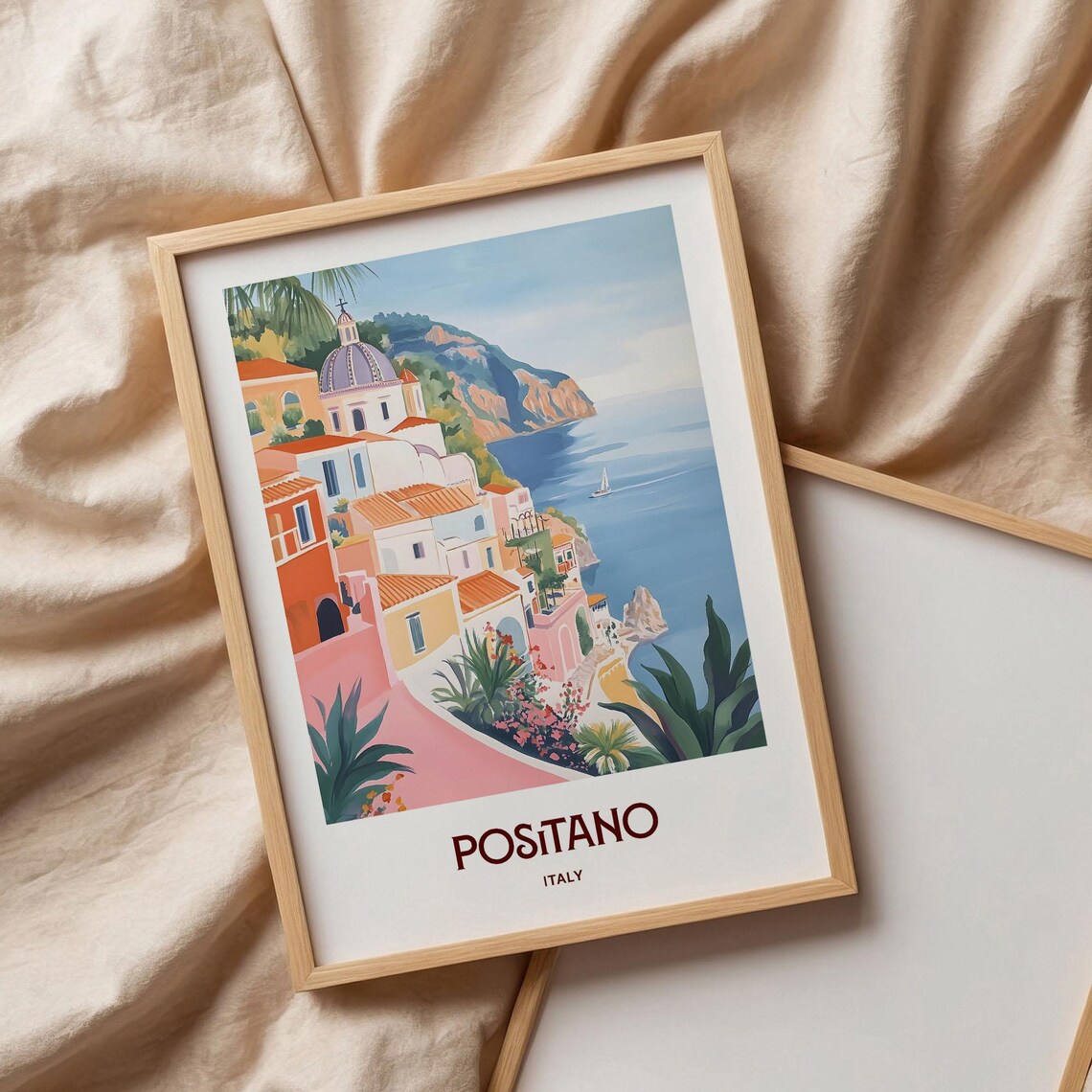 Positano Italy Amalfi Coast Cliffside Village Sparkling Sea Poster - Image 3