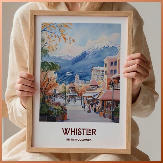 Whistler British Columbia Watercolor Mountain Village Poster
