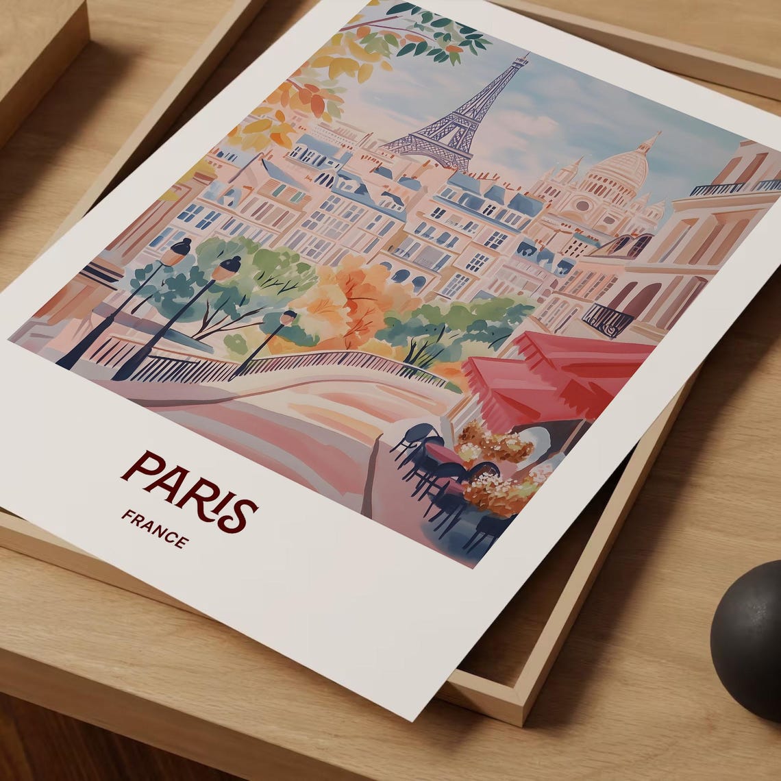Paris France Eiffel Tower Montmartre Charming Street Scene Poster - Image 2