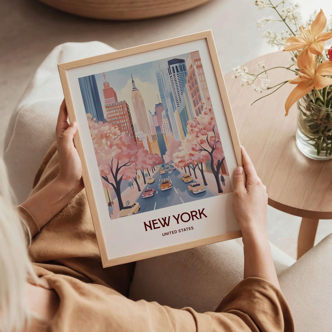New York City Empire State Building Spring Blossom Poster Art - Image 5