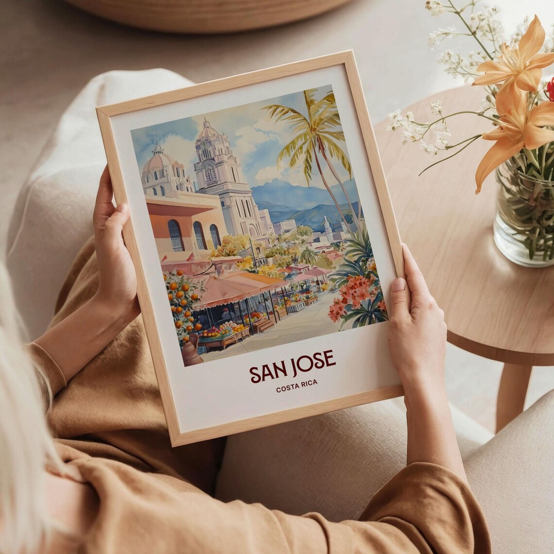 San Jose Costa Rica Market Cathedral Watercolor Travel Poster - Image 5