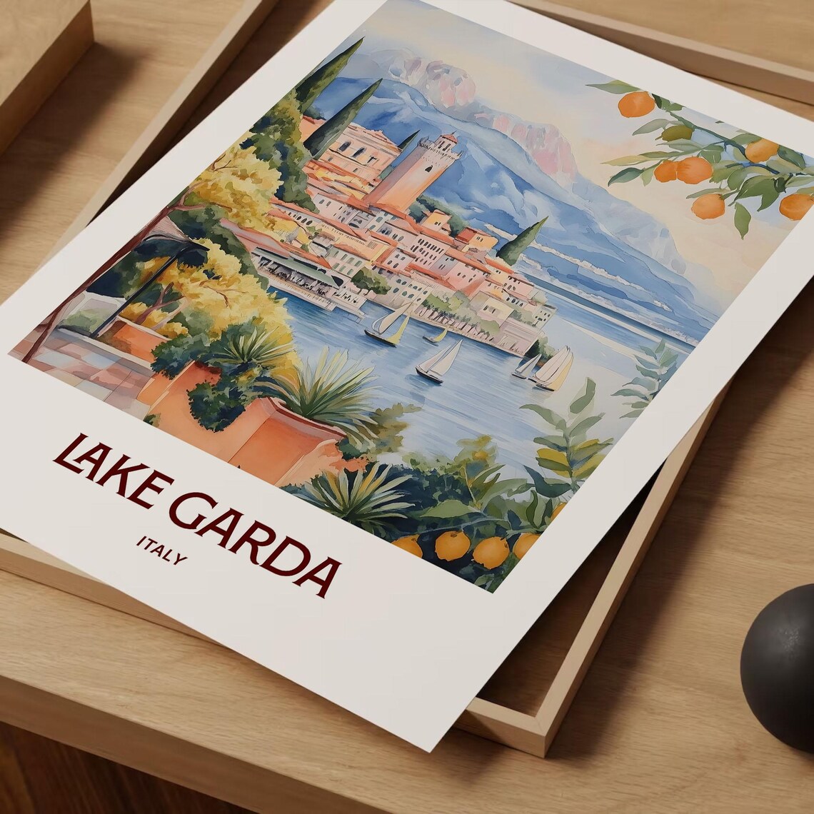 Lake Garda Travel Print Minimalist Lake Garda Poster Italy Art Pastel Cityscape Art Retro Travel Decor Id 514 C35 333 - Image 2