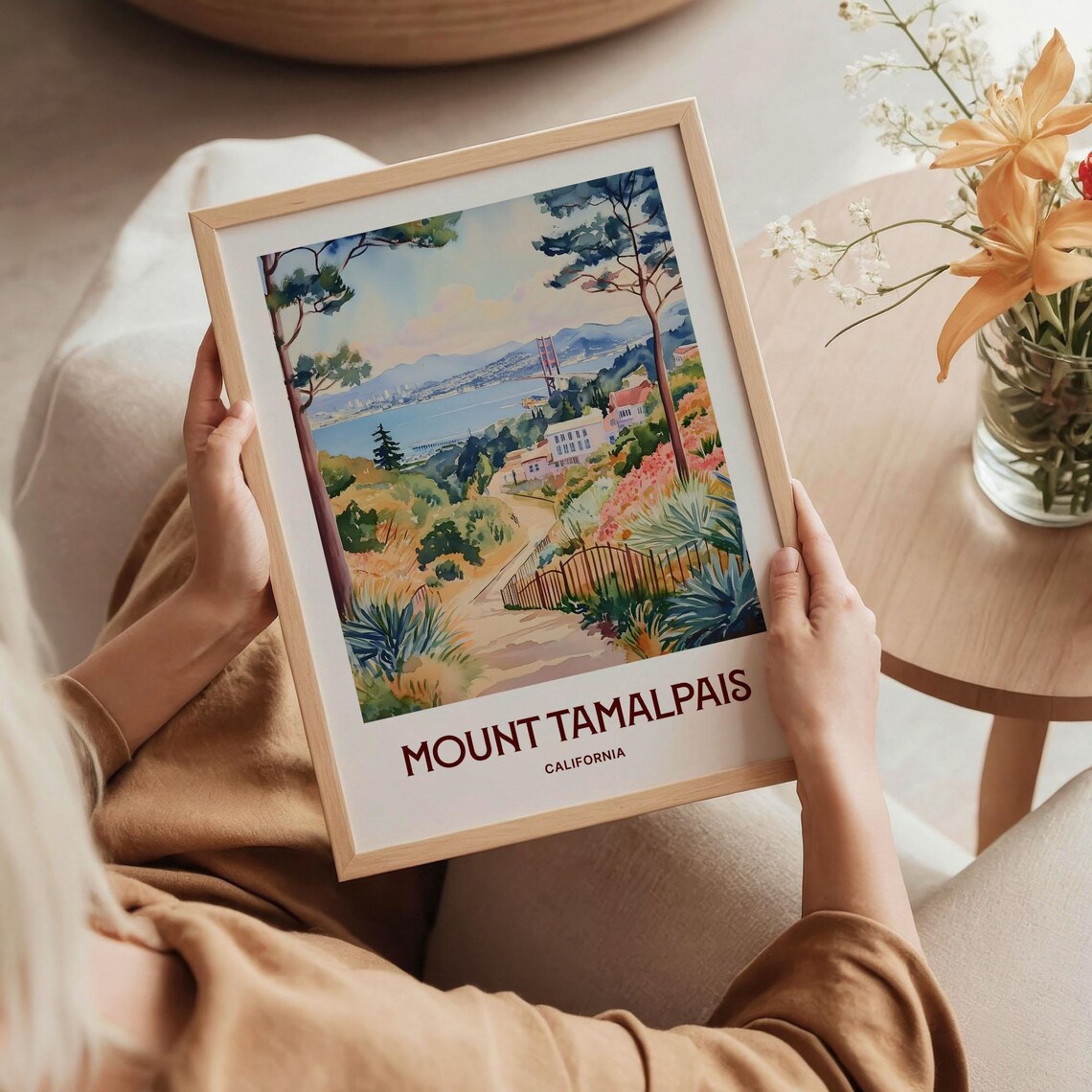 Mount Tamalpais California Golden Gate Watercolor Travel Poster Bay - Image 5