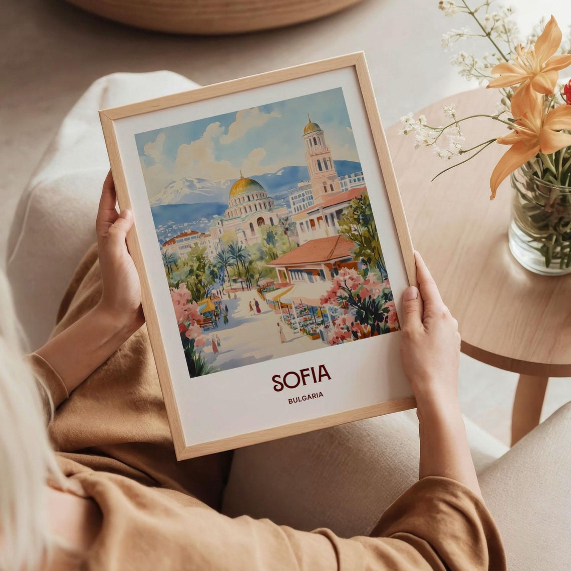 Sofia Bulgaria Alexander Nevsky Cathedral Watercolor Travel Poster - Image 5