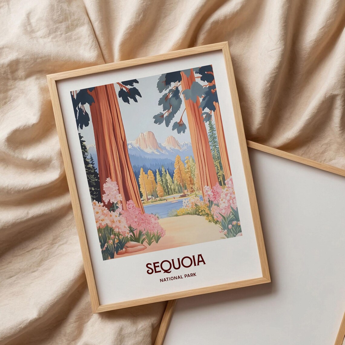 Sequoia National Park Giant Trees Lake Mountain Travel Art Poster - Image 3