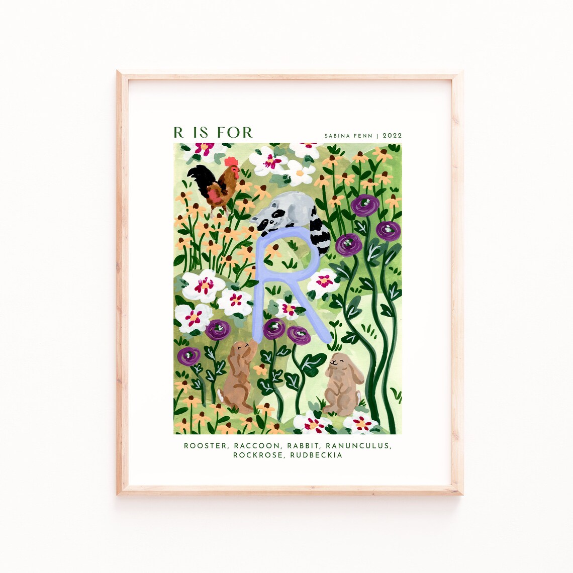 Monogram R Art Print, Alphabet Nursery Decor