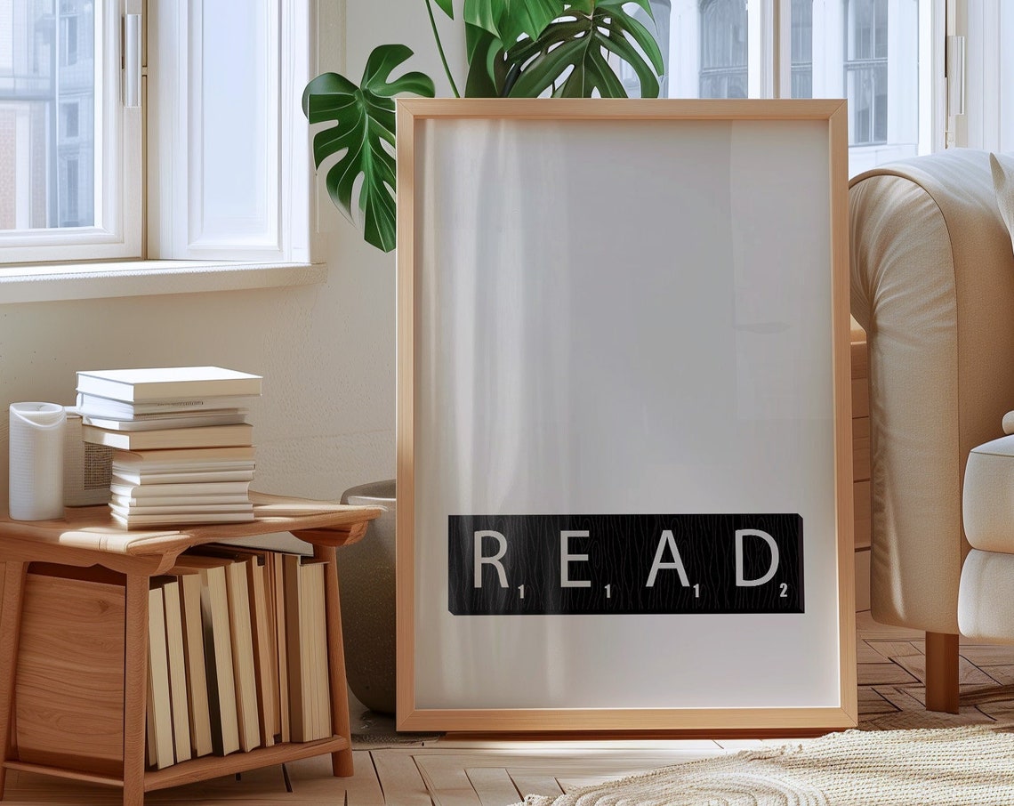 Read Word Game Letter Tiles White Minimalist Modern Book Poster