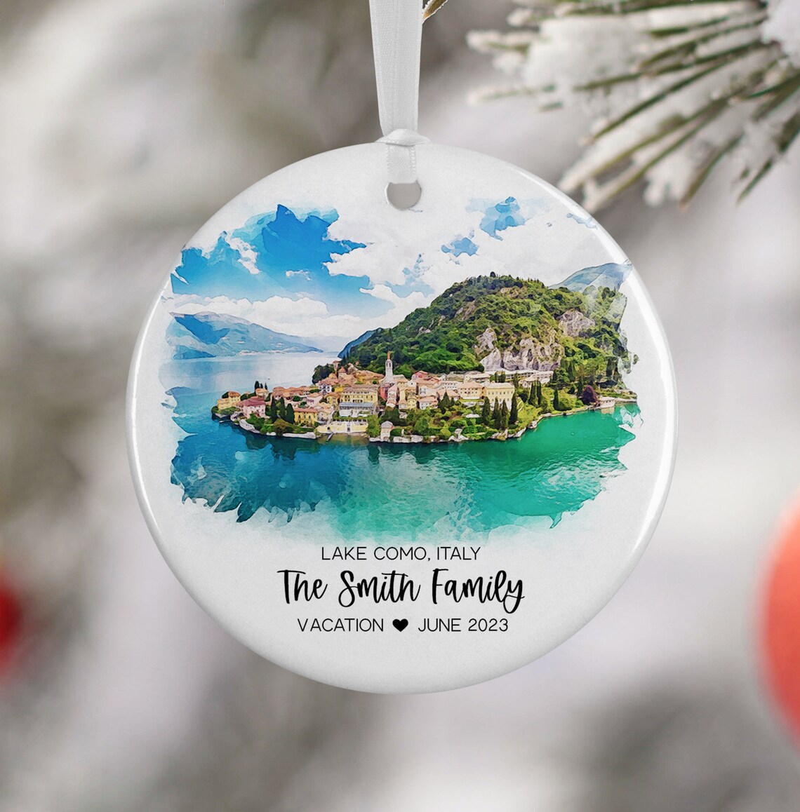 Lake Como Italy Watercolor Travel Poster, Souvenir