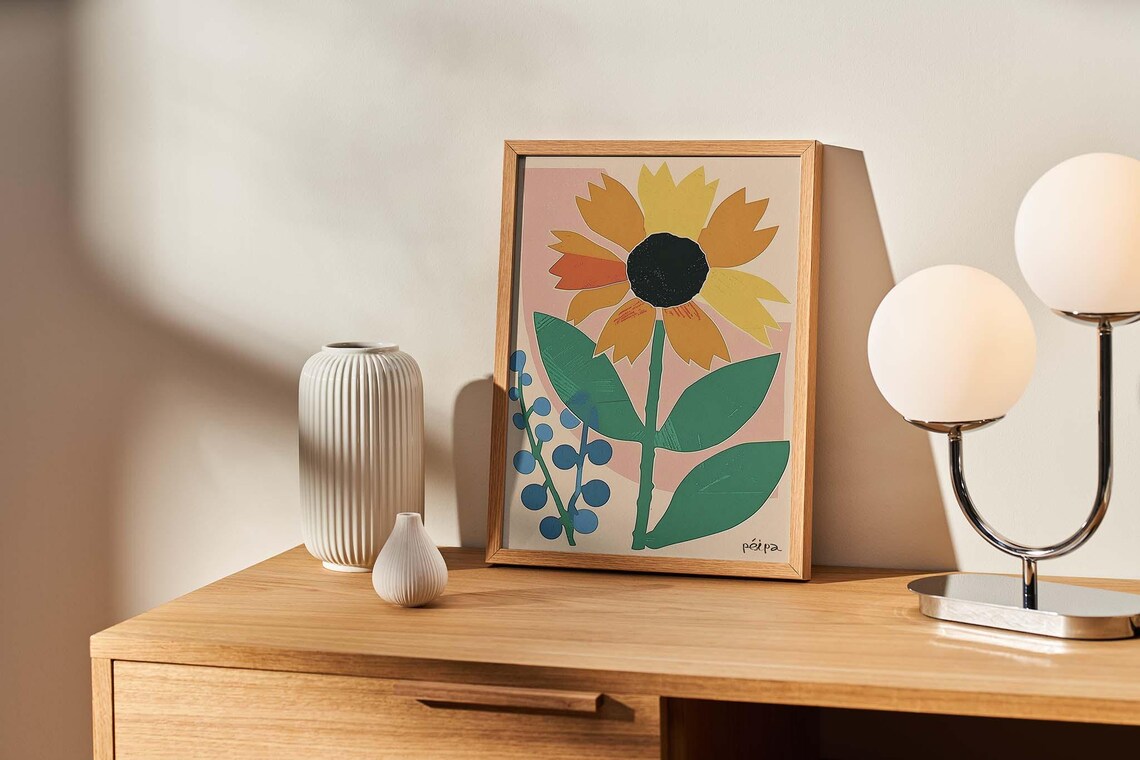 Himawari Sunflower Art Print, Botanical Poster - Image 2