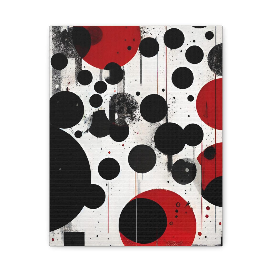 Abstract Red and Black Circles Splatter Art Modern Gallery Wall Poster