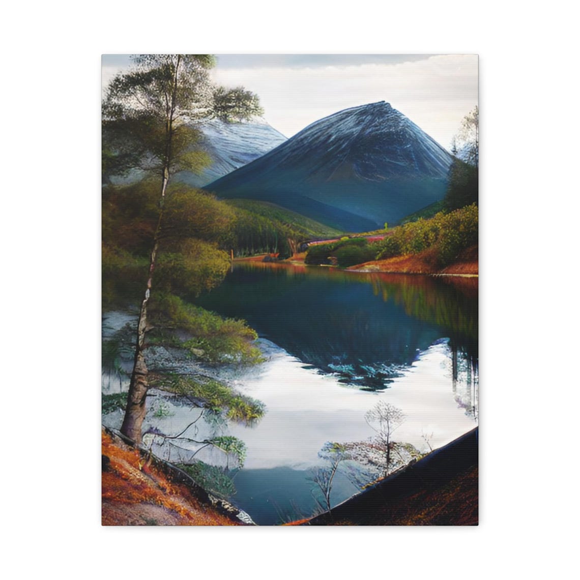 Mountain Lake Reflection Alpine Scenery Tranquil Landscape Art Poster