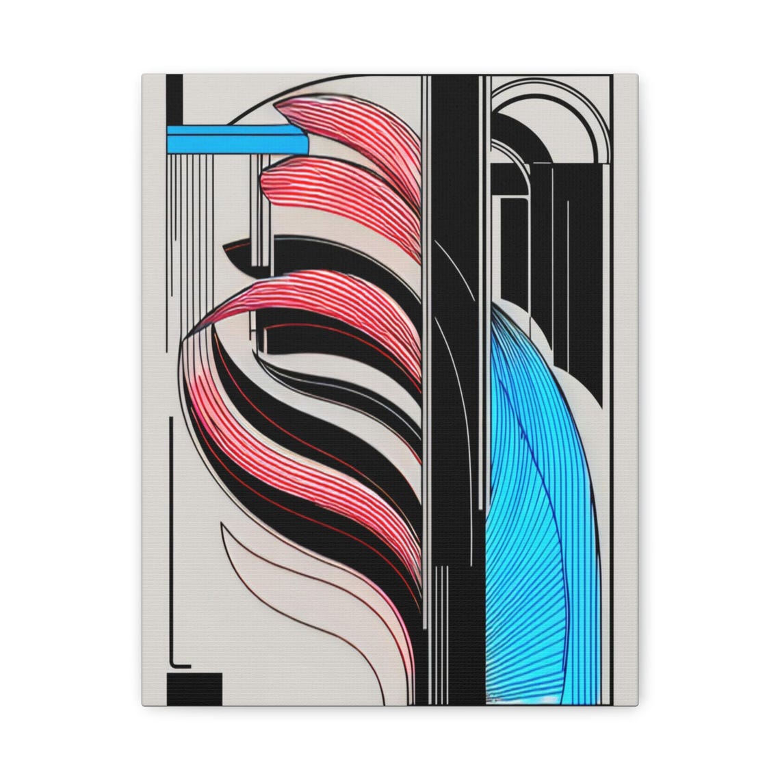 Bold Geometric Line Art Red Blue Black Modern Gallery Poster