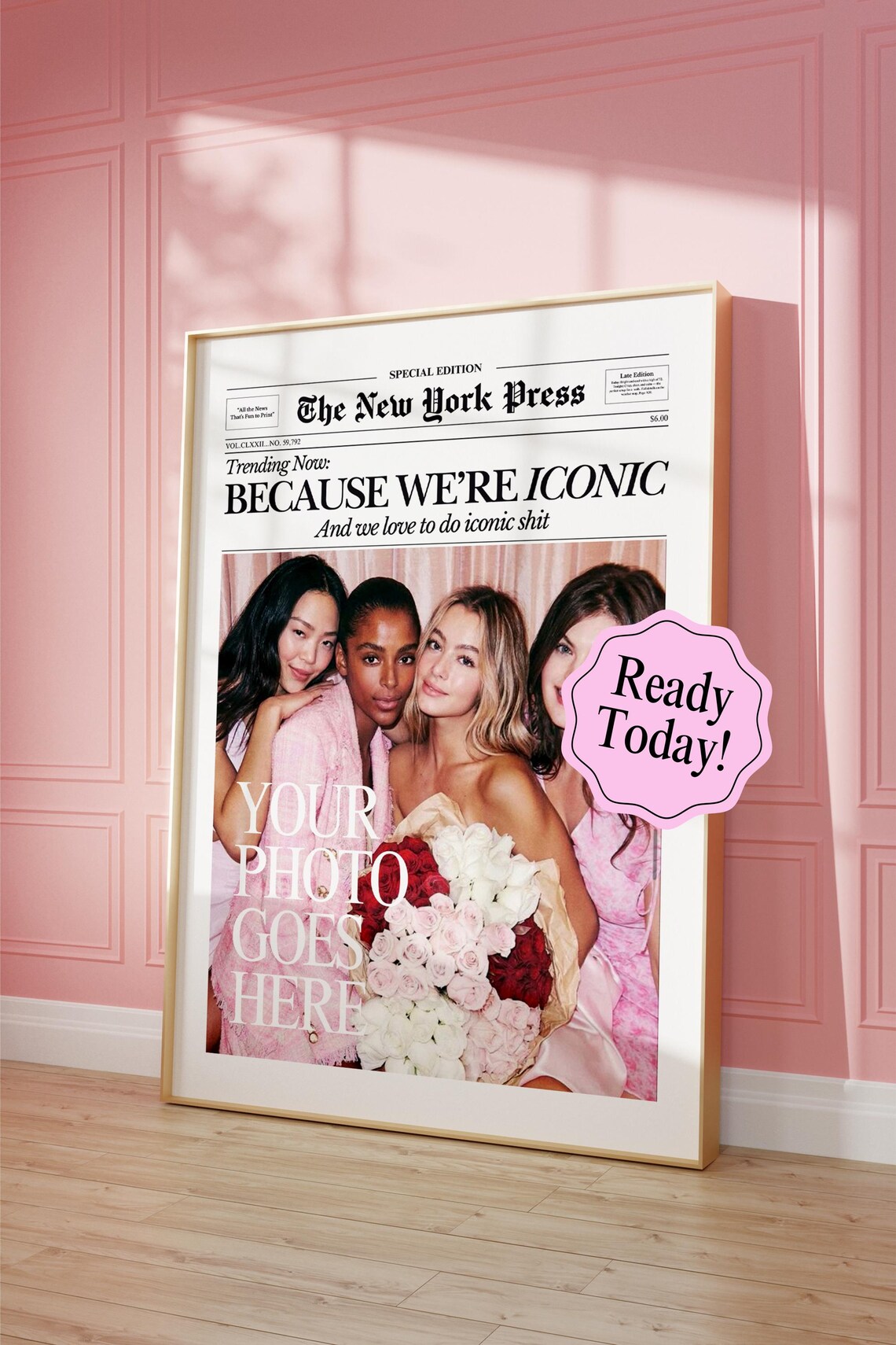 Custom Newspaper Print, Personalized Wall Art