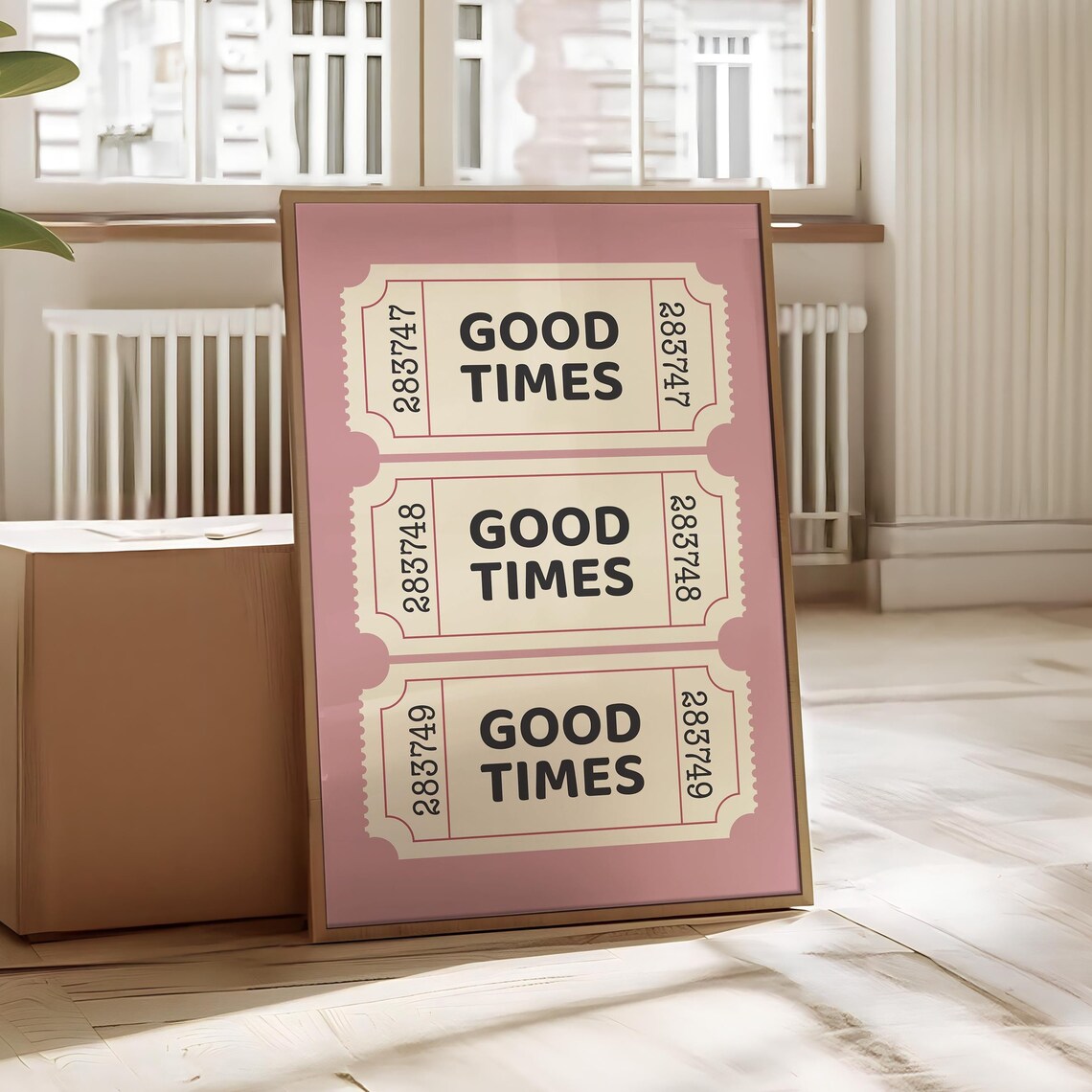 Good Times Vintage Ticket Trio Poster Blush Pink Dorm Room Decor