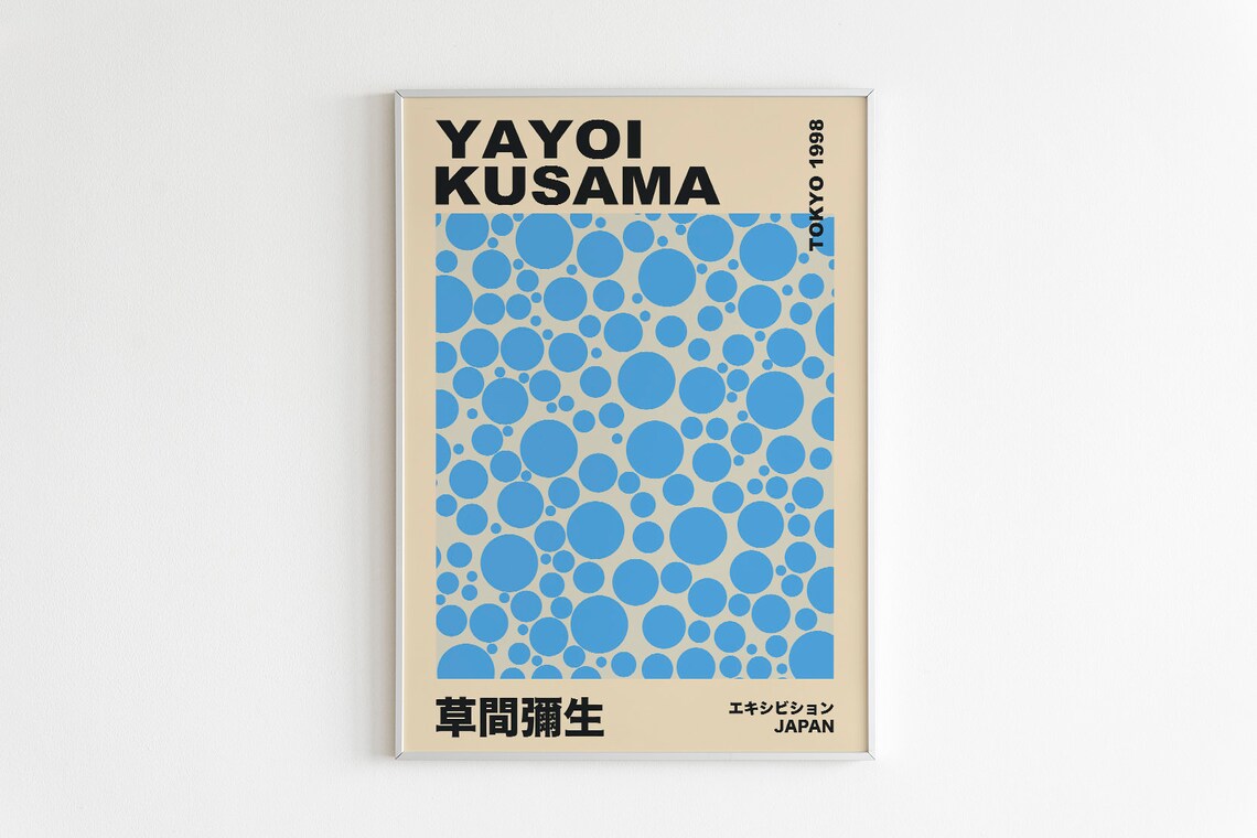 Yayoi Kusama Blue Dots Tokyo 1998 Japanese Exhibition Art Poster