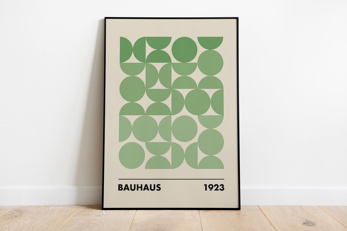 Bauhaus 1923 Green Geometric Circles Grid Mid Century Modern Poster - Image 2