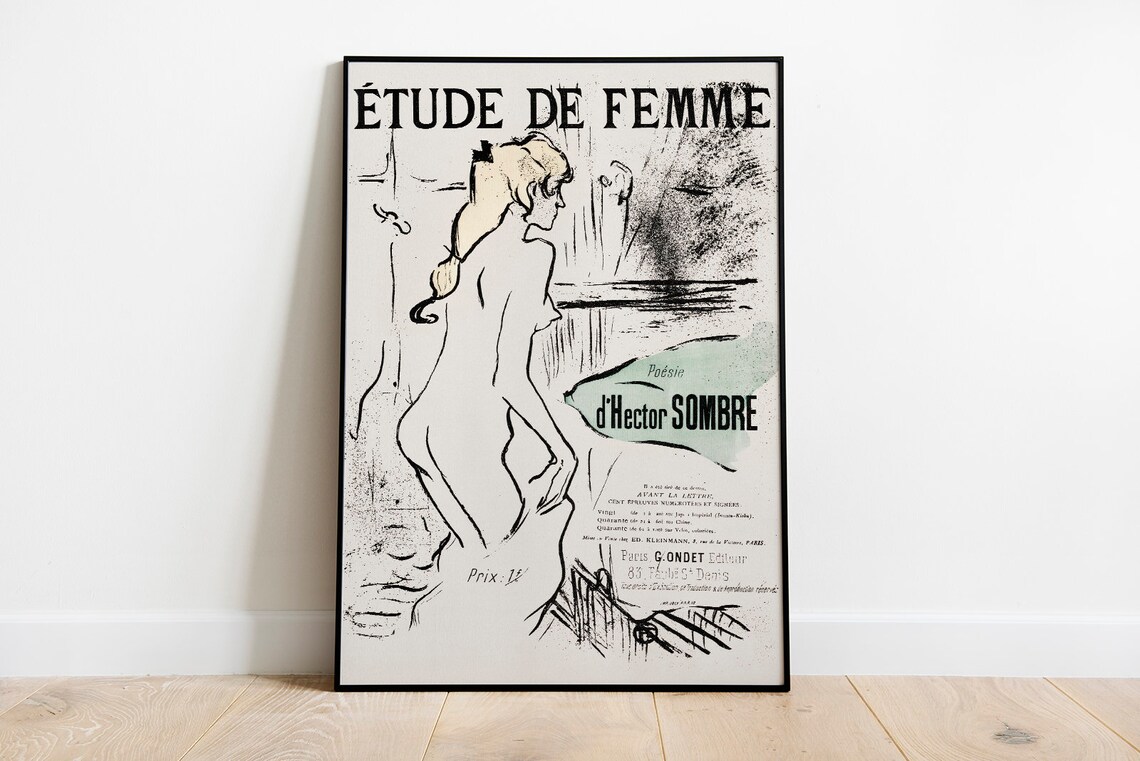 Toulouse Lautrec Etude de Femme 1893 Vintage French Art Poster - Image 3