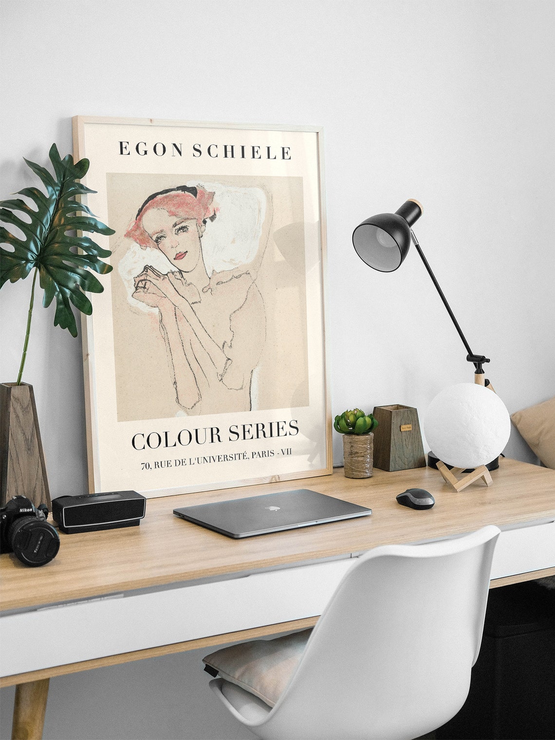 Egon Schiele Colour Series Line Drawing Portrait Art Exhibition Poster - Image 2