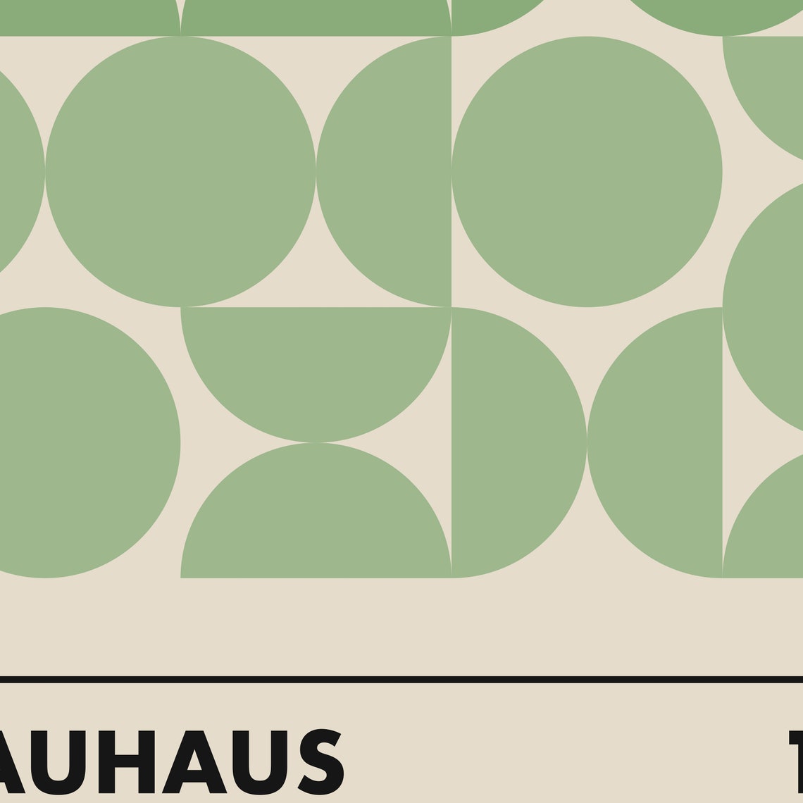 Bauhaus 1923 Green Geometric Circles Grid Mid Century Modern Poster - Image 3