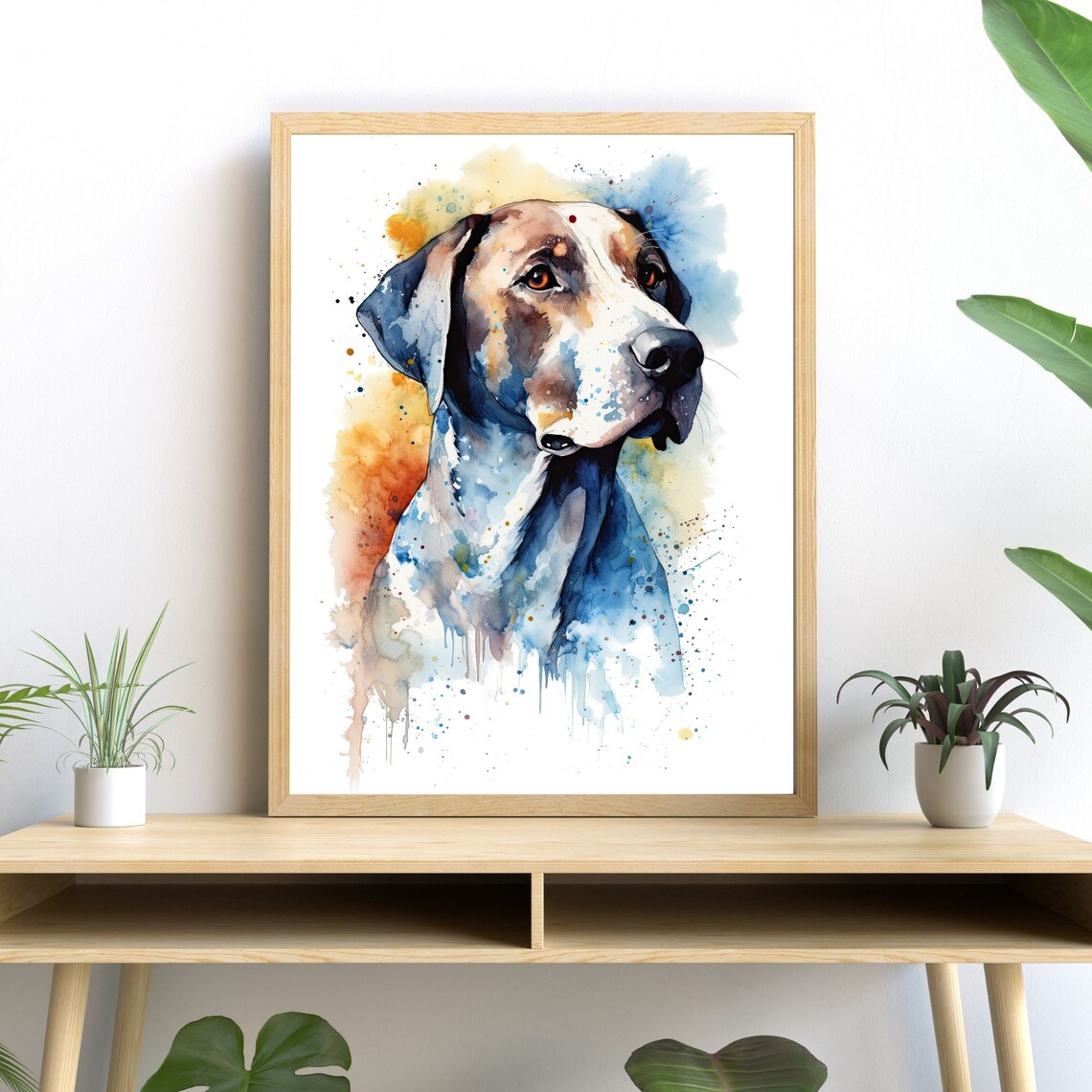 Dog Watercolor Art Print, Modern Canine Decor