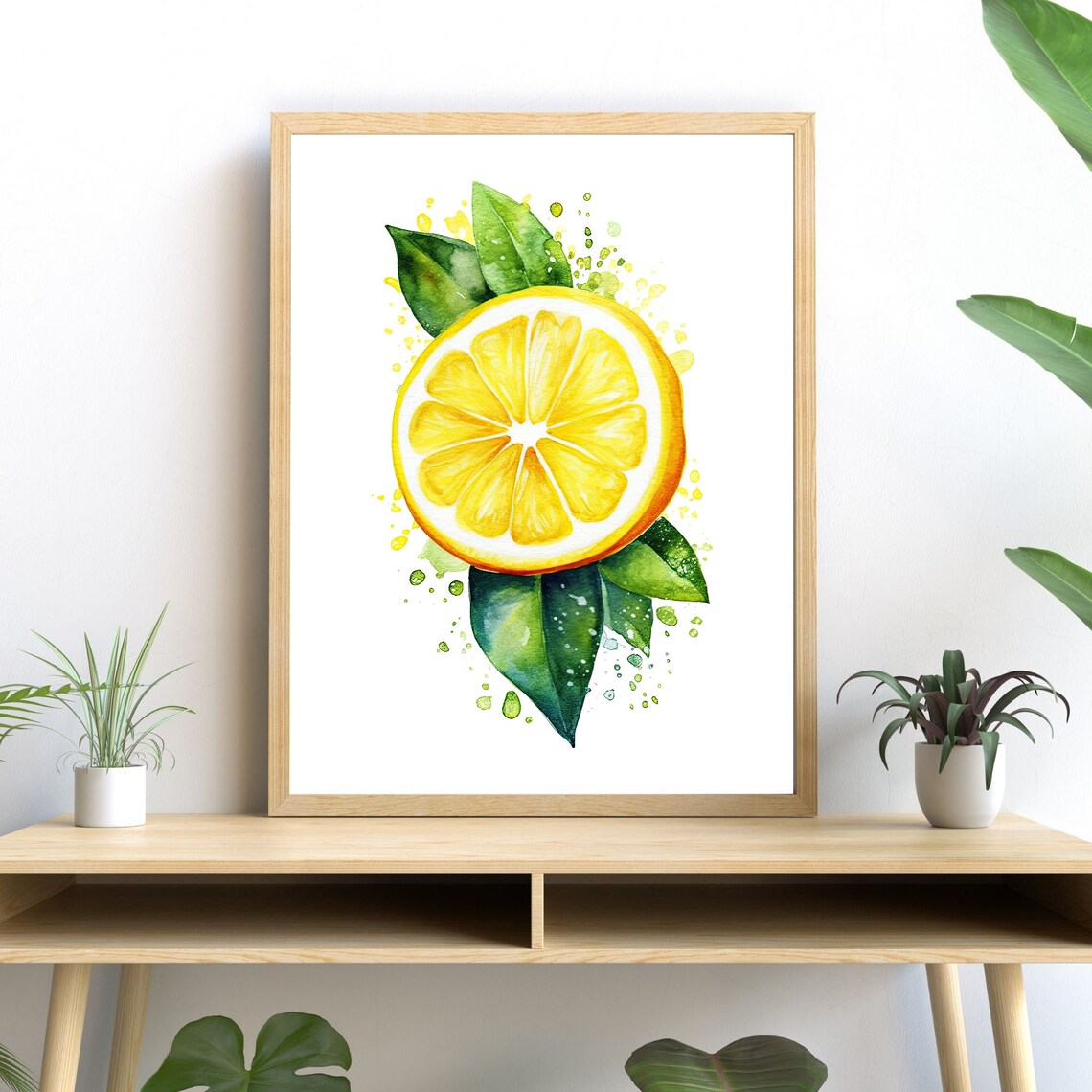 Lemon Slice Watercolor Art Print, Kitchen Decor