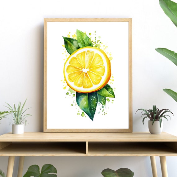 Lemon Slice Watercolor Art Print, Kitchen Decor