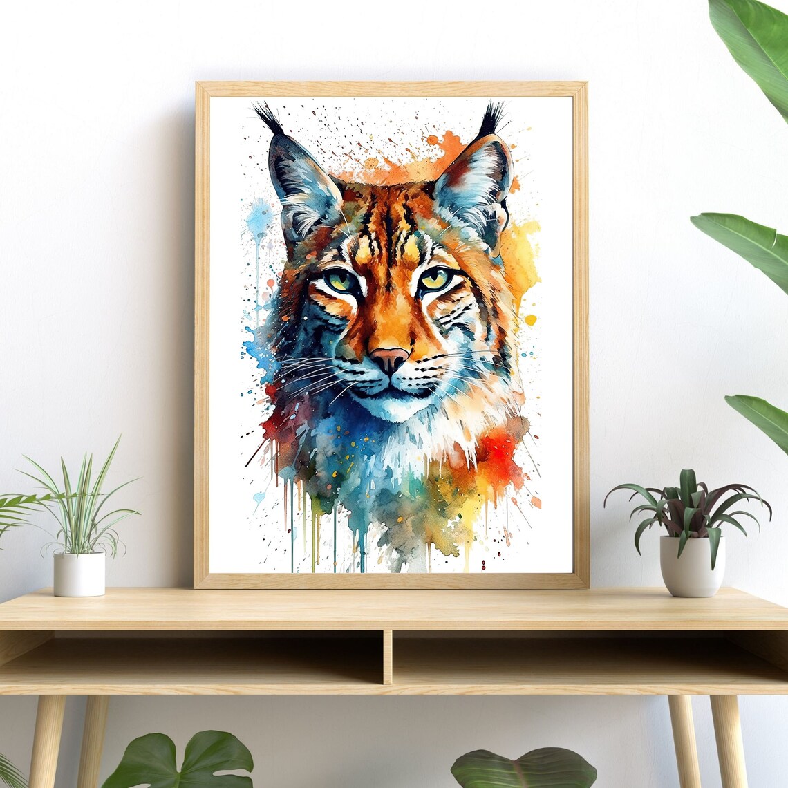 Bobcat Watercolor Art Print, Modern Nature Decor