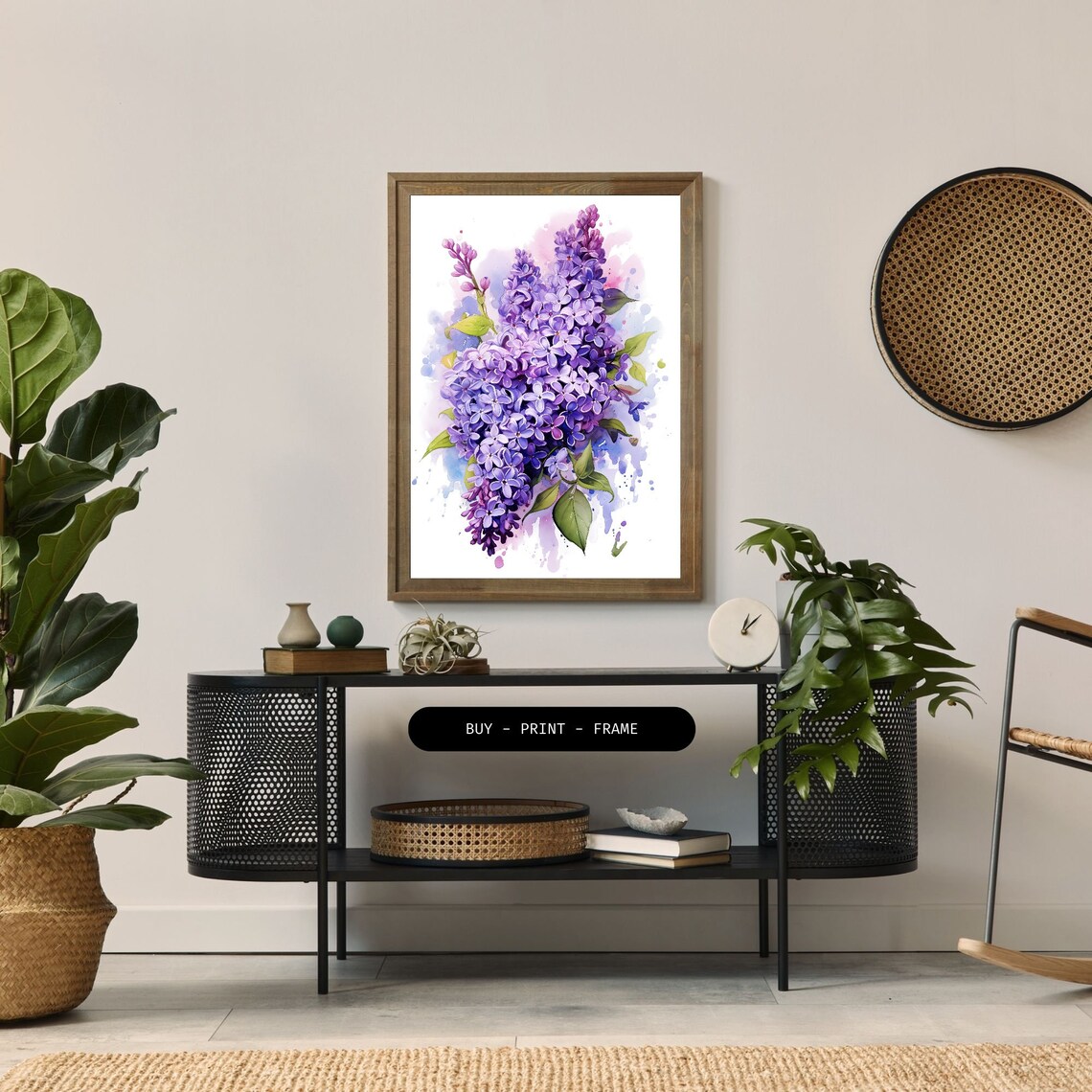 Lilac Flower Watercolor, Modern Floral Decor - Image 2