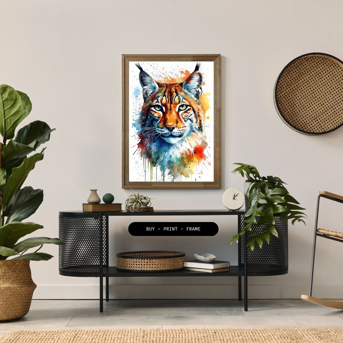 Bobcat Watercolor Art Print, Modern Nature Decor - Image 2