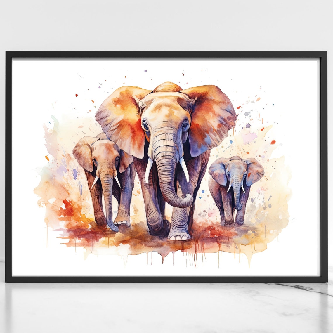 Elephant Watercolor Art, Nursery Gift