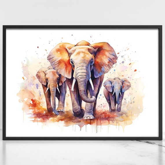 Elephant Watercolor Art, Nursery Gift