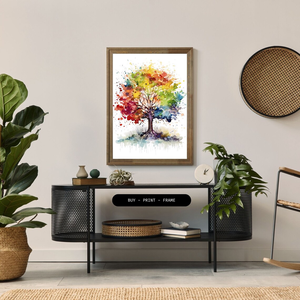 Oak Tree Watercolor Art Print, Rustic Wisdom Symbol - Image 2