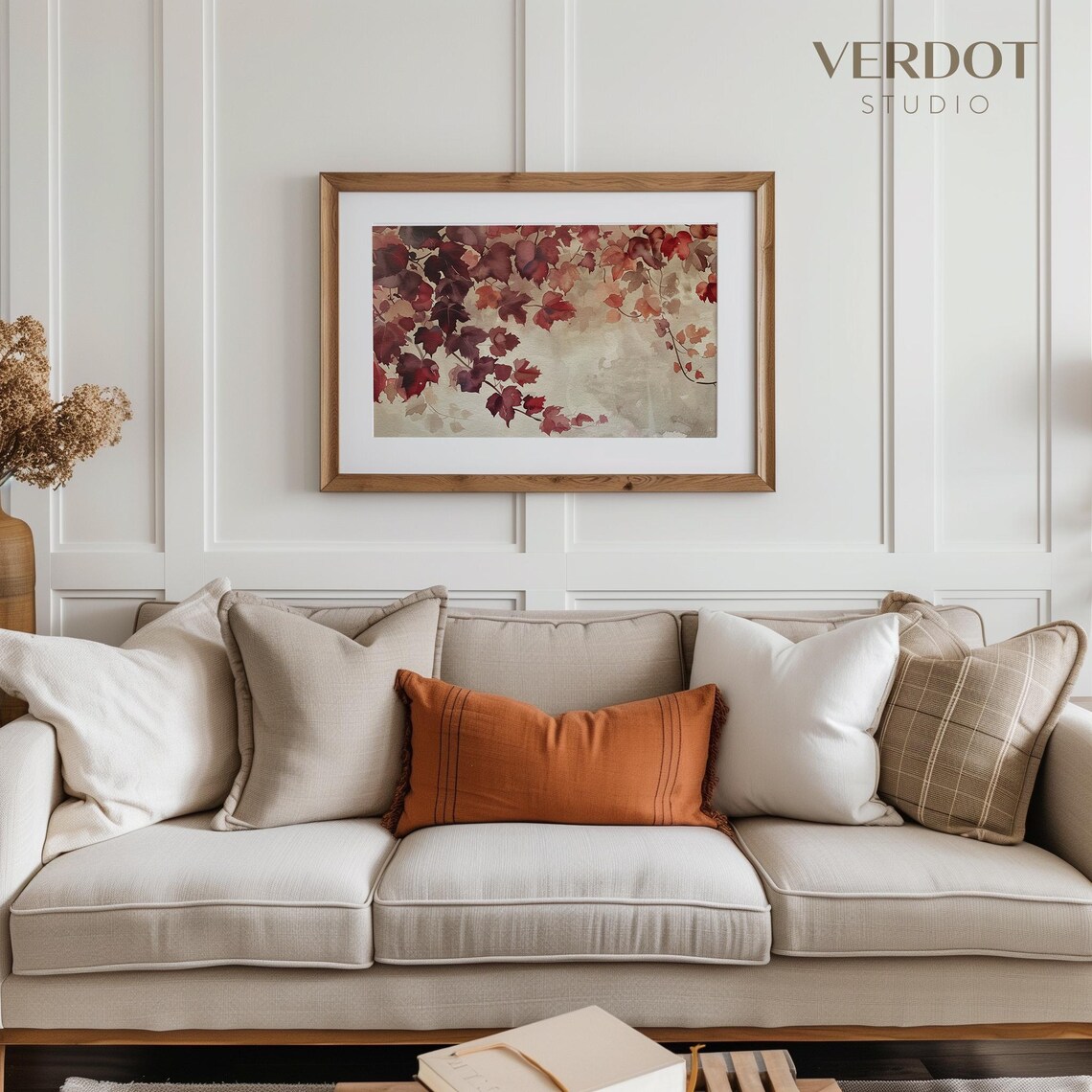 Burgundy Fall Leaves Art Print, Rustic Autumn Decor - Image 4