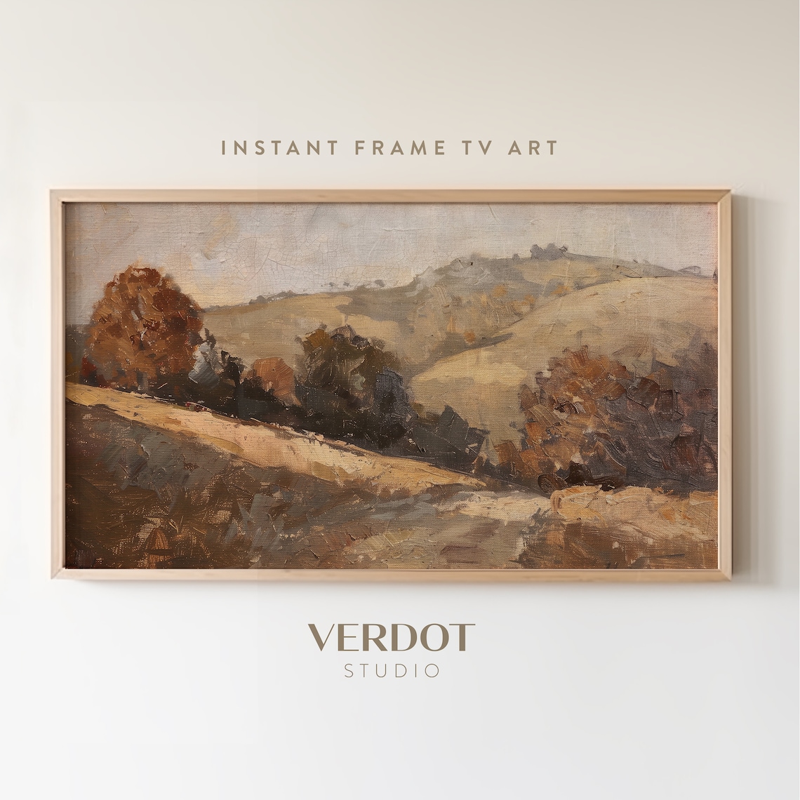 Vintage Fall Landscape Art Print, Rustic Farmhouse