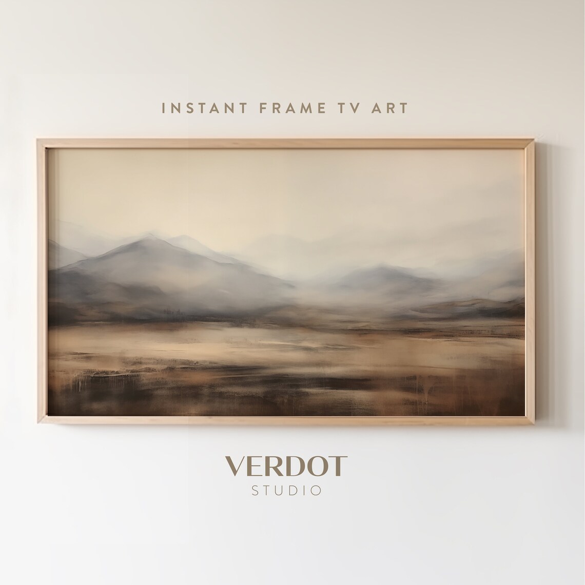 Mountain Landscape Abstract Art Print, Neutral Rustic