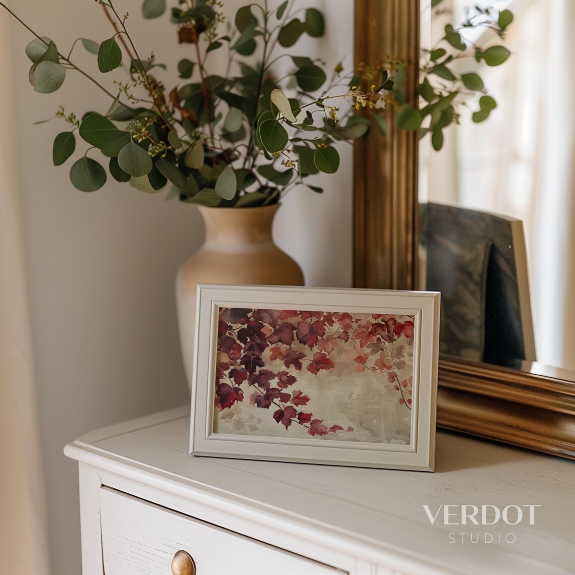 Burgundy Fall Leaves Art Print, Rustic Autumn Decor - Image 2