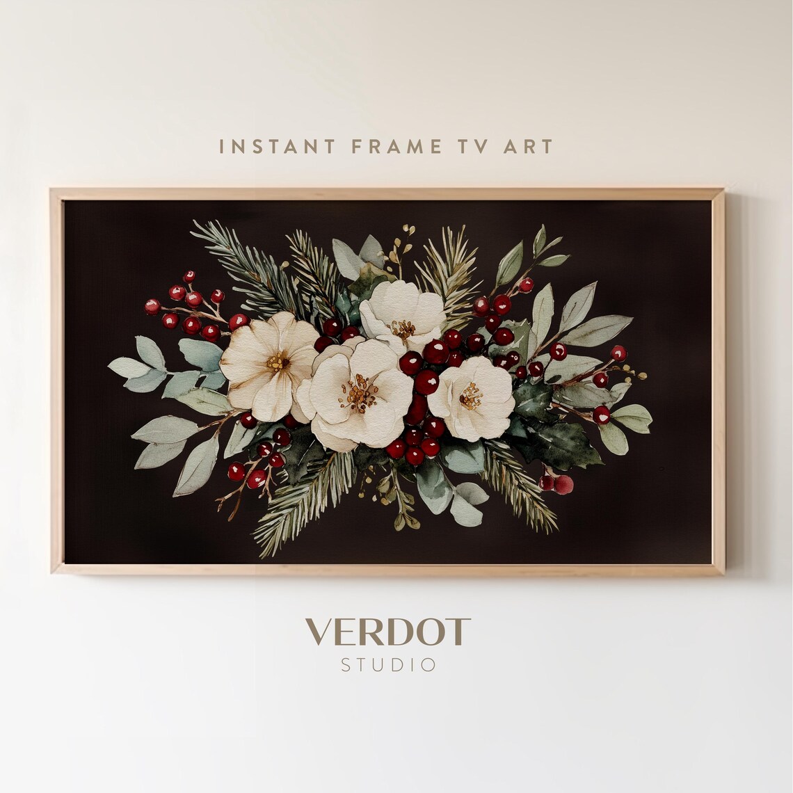 Winter Flowers Christmas Botanical Art Print