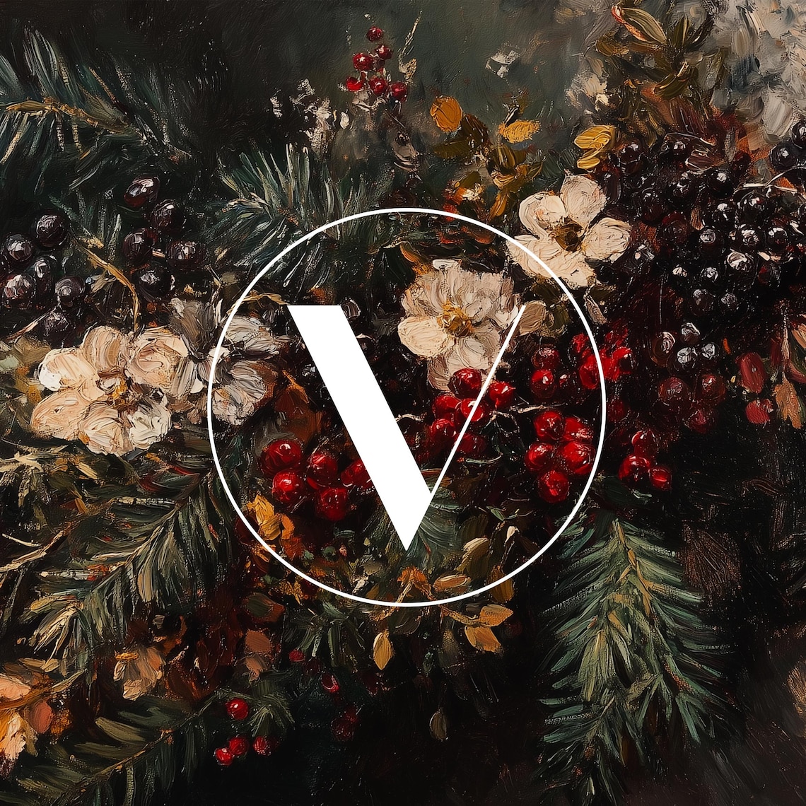 Vintage Christmas Flowers Art Print, Evergreen Floral - Image 3