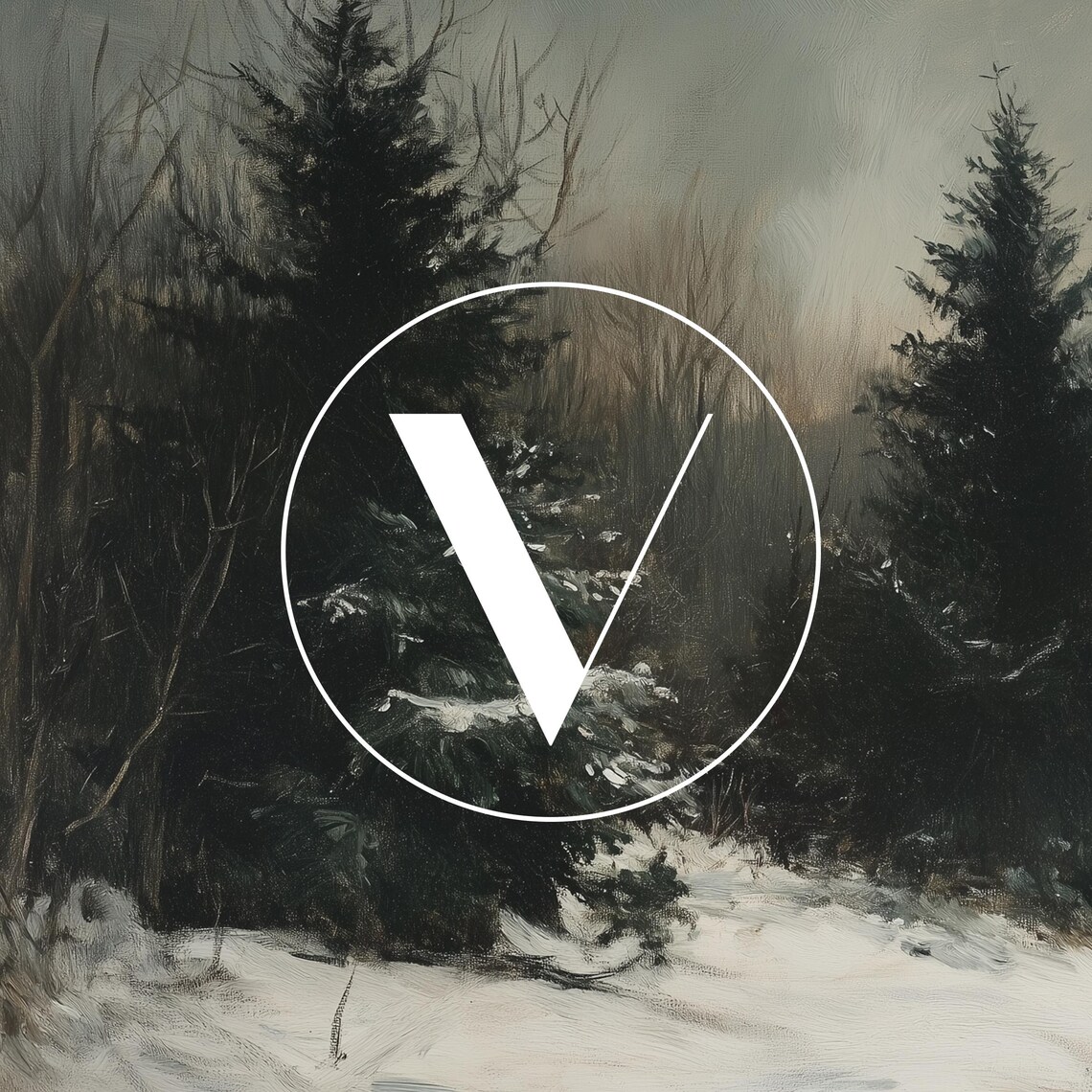 Vintage Winter Landscape Art Print, Moody Holiday Decor - Image 3