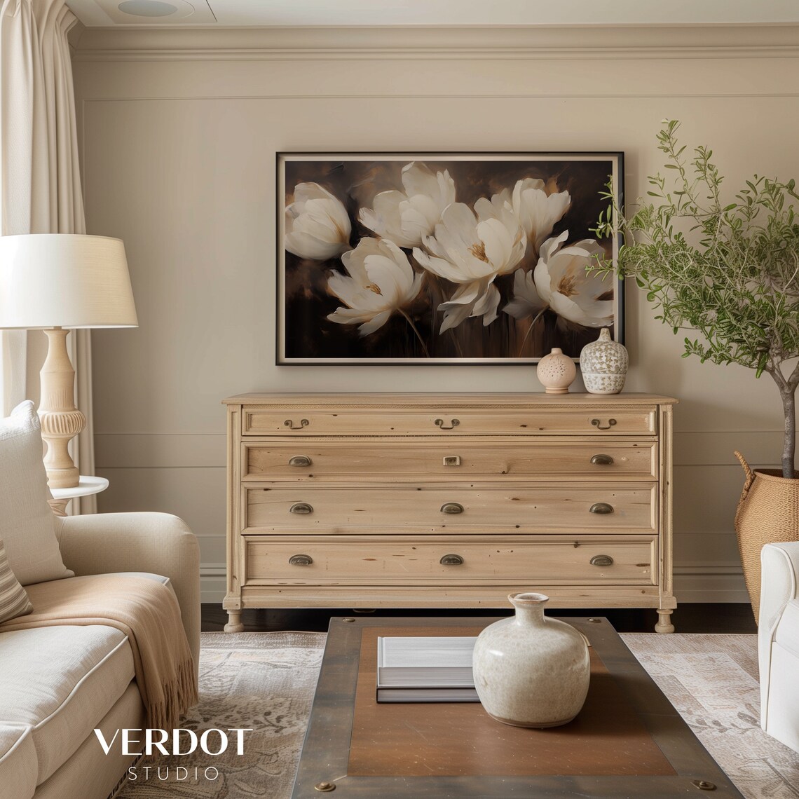 Spring Tulips Neutral Vintage Floral Art Print - Image 4