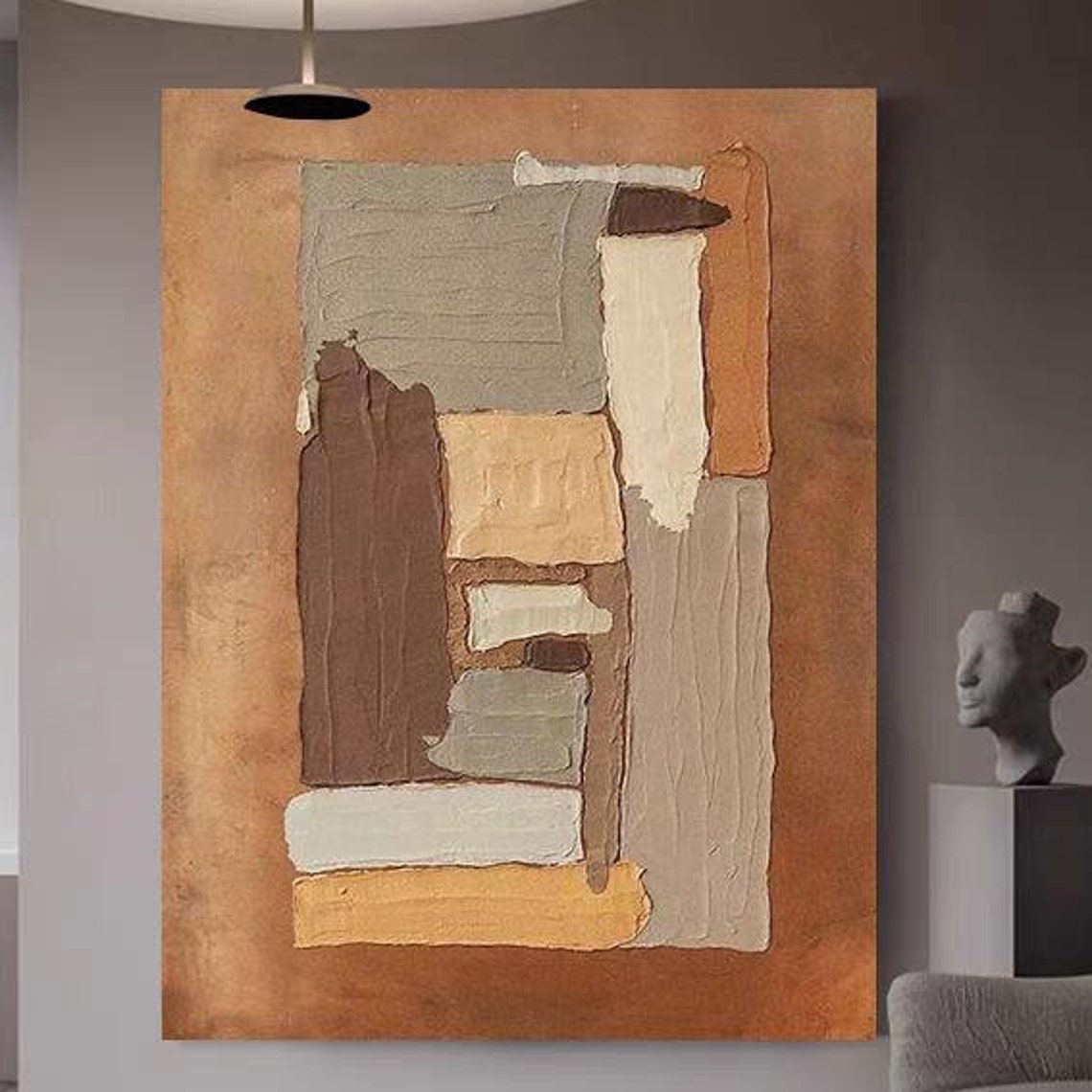 Autumn Earth Tone Textured Block Collage Rust Orange Art Poster