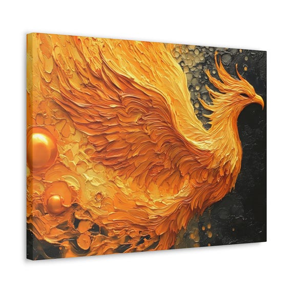 Phoenix Bubble Paint Print Landscape Modern Painting Fantasy Nature Rustic Wall Print Airbnb Art Wall Decor