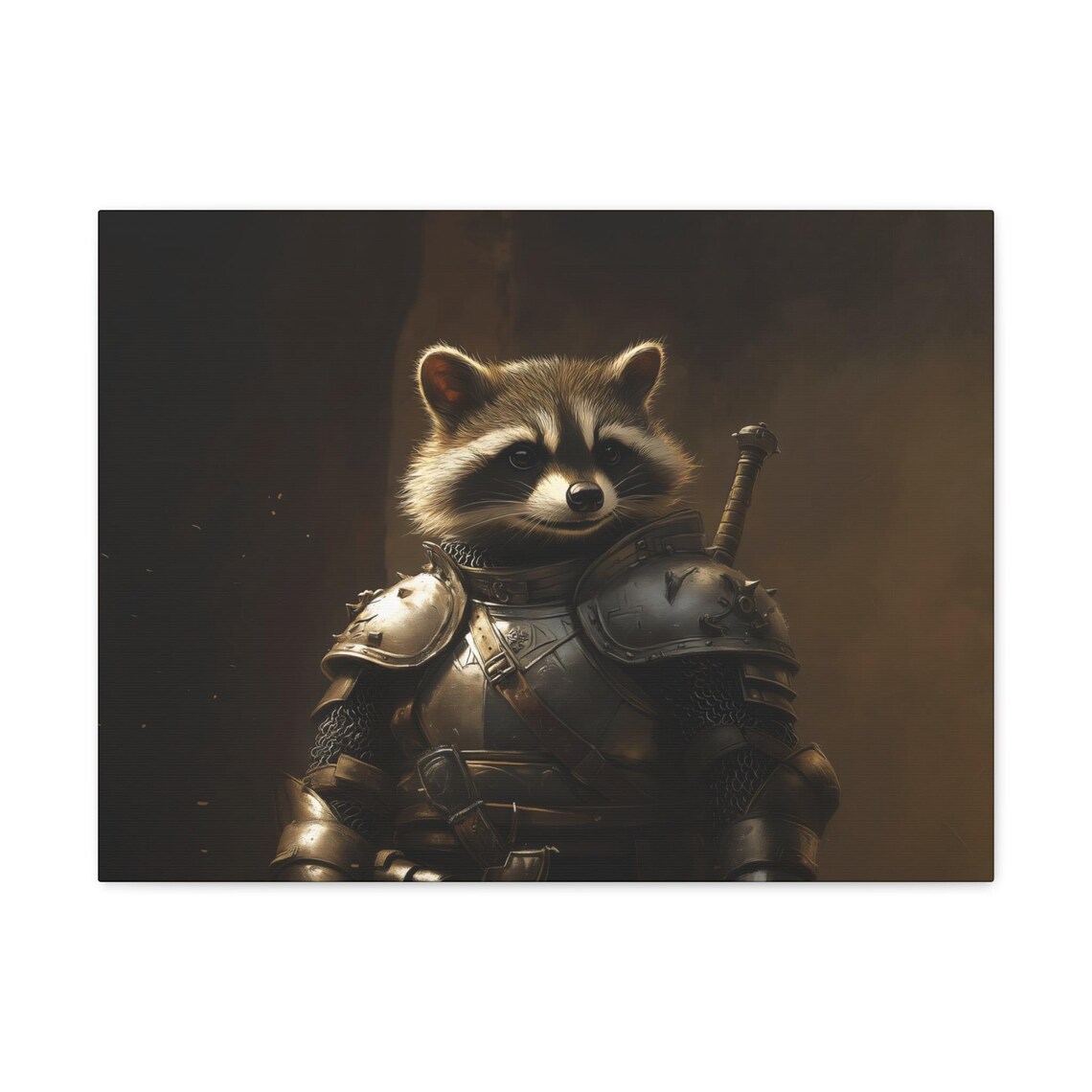 Raccoon Knight in Shining Medieval Armor Cute Woodland Warrior Poster - Image 3